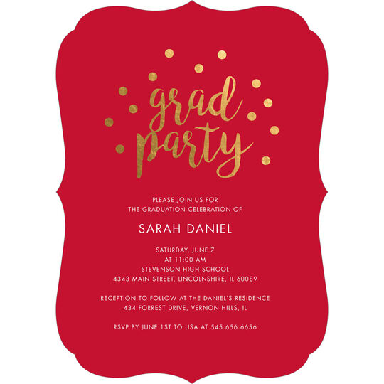 Grad Party Confetti Dot Invitations